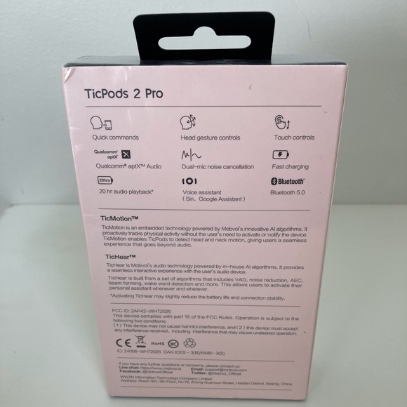 SOLD TicPods 2 Pro Wireless Bluetooth Earbuds Pink - Picture 4 of 5